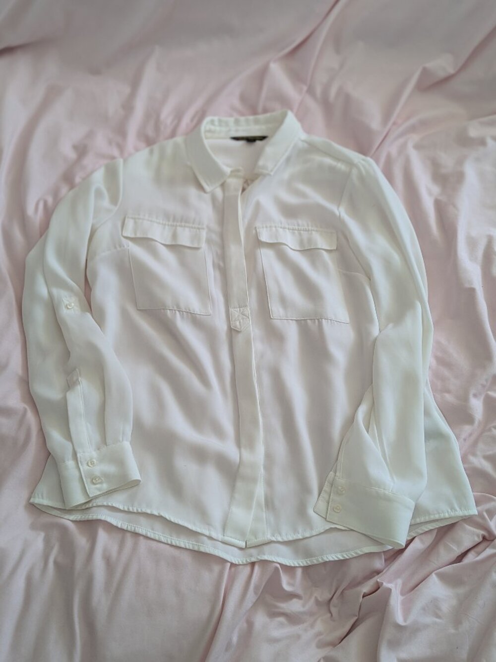 Catherine Malandrino White Utility Pocket Blouse Size Large